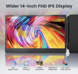 Stellar Cable-Model Triple Portable Monitor - 14 Inch Full HD - Extra beeldscherm laptop - Draagbaar monitor - Draagbare scherm voor laptop - HDMI - Type C — thumbnail 5