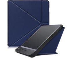 Hoes Geschikt voor Kobo Libra H2O - Luxe E-reader Trifold Case - Bescherm Hoesje Book Cover - Donkerblauw