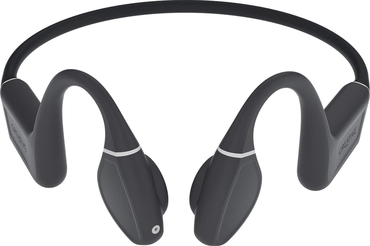 Creative Outlier Free+ Bone Conduction hoofdtelefoon - verstelbare transducers, IPX5 las- en spatbescherming, tot 10 uur batterijduur (grijs en zwart) — afbeelding 1