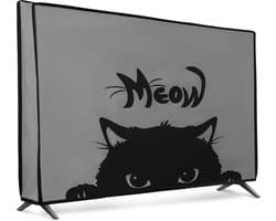 kwmobile tv hoes voor 24" TV cover - Beschermhoes voor televisie - Voor binnengebruik - Kat Meow design in grijs / zwart