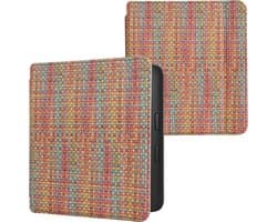 kwmobile ereader hoesje geschikt voor Kobo Libra 2 - Case met magnetische sluiting - Hoes voor e-reader in geel / rood / groen - Kleurrijk weefpatroon design