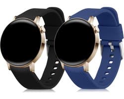 kwmobile 2x horlogebandjes geschikt voor Huawei Watch GT 3 Pro 43mm / Watch GT3 42mm / GT2 42mm / MagicWatch 2 42mm bandje - Smartwatch bandjes van TPU - Activity tracker horloge band in zwart / donkerblauw