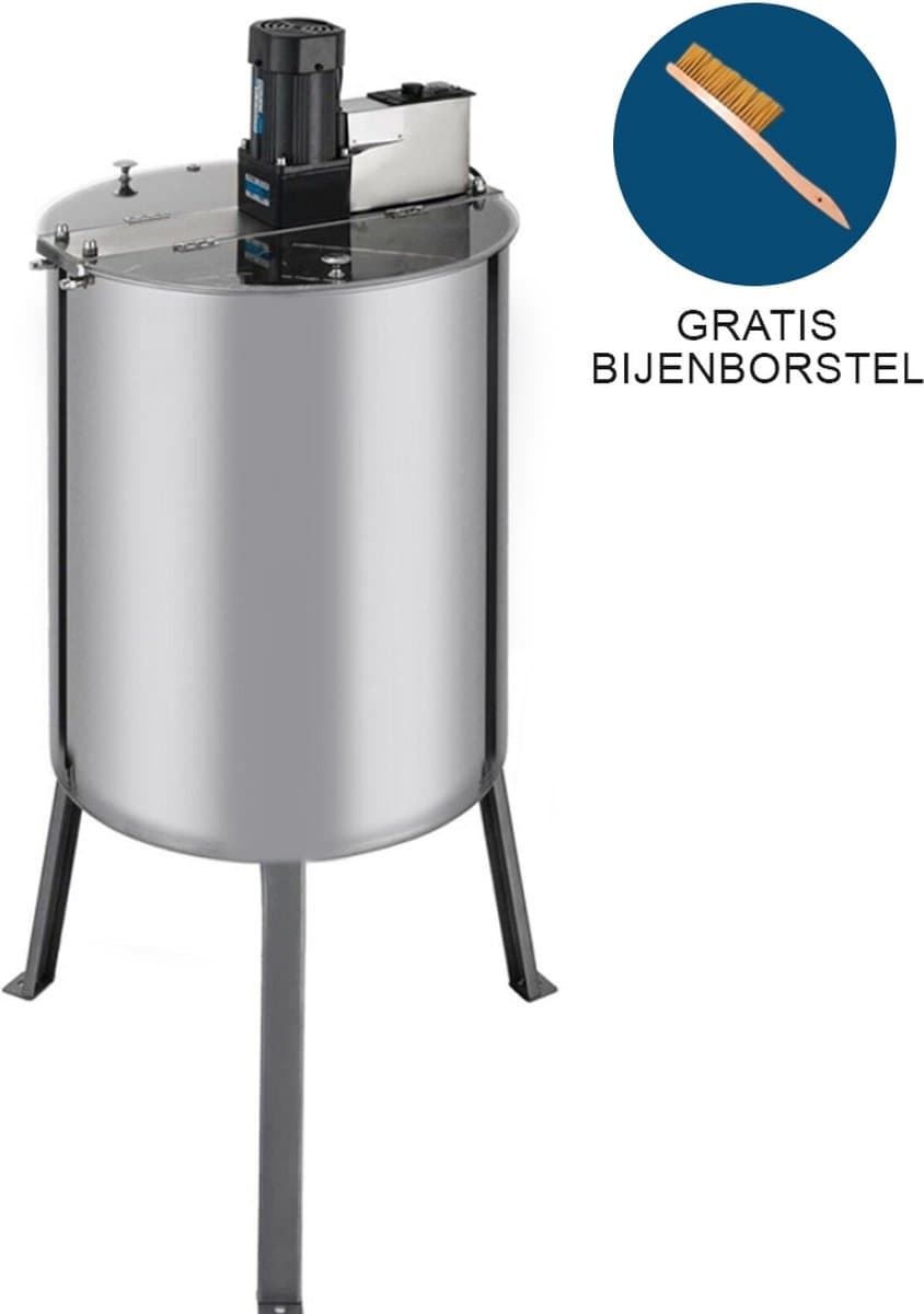 Honing Centrifuge - Elektrisch 900 rpm-1400 rpm - RVS - Capiciteit: 4 Honingramen - Inclusief bijenborstel - honing slinger — afbeelding 1