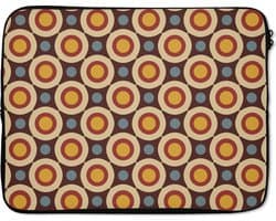 Laptophoes 15.6 inch - Retro - Vintage - Design - Cirkel - Laptop sleeve - Binnenmaat 37x26 cm - Zwarte achterkant