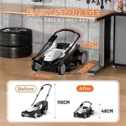 Accu Grasmaaier – Elektrische Gazonmaaier – Draadloze Maaier – Lithium-ion Maaier – Mulchmaaier – 43 cm Maaibreedte – Brushless Motor & 40L Grasopvangbak — thumbnail 3
