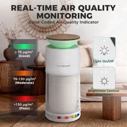 Luchtreiniger HEPA H13 - 44 Watt Vermogen - 45 m² Oppervlakte - Wit Kleur - Voor Huisdieren En Allergieën — thumbnail 5