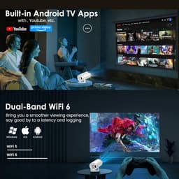[Geïntegreerde app] Draagbare beamer, mini-projector met WiFi 6 en Bluetooth 5.4, achteruitkijkprojector, ondersteunt 4K 1080P, auto keystone, rotatie, 270 graden, compatibel met HDMI/TV Stick/Laptop — thumbnail 3