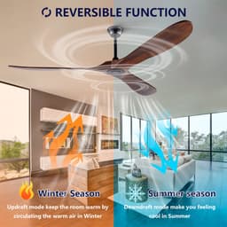 DESMIU Plafondventilator – 70 Inch – Zes Snelheden Met Afstandsbediening – Metaal En Hout – Zwart Donker Walnoot – Zonder Verlichting — thumbnail 4