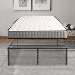 Bedframe, 189 x 135 x 45,72 cm, metalen bed, 45,72 cm hoog, grote opbergruimte onder het bed, bedframe met lattenbodem van metaal, zwart bedframe, tweepersoonsbed — thumbnail 3
