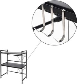 Magnetische magnetronstandaard - Magnetronplank - Keukenruimte organiseren - Verstelbare breedte - 40-60 cm - Zwart — thumbnail 2