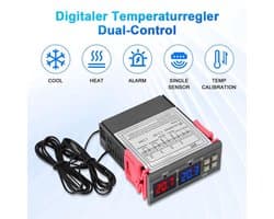 STC-3008 AC 110V-220V Digitale temperatuurregelaar, thermostaat, temperatuurregeling met dubbele NTC-sonde, koeler, verwarming voor dieren, verwarmingsmat, incubator