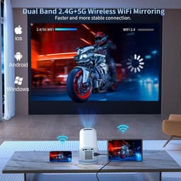 Mini-beamer - Wit - Compact - Met Geïntegreerde Apps en 4K Ondersteuning - Voor Thuisbioscoop en Outdoor — thumbnail 4