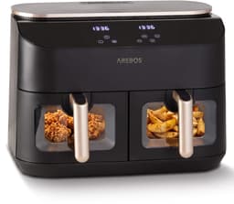 AREBOS Dubbele Heteluchtfriteuse 10L, 2x5L, 2450W, 8 Programma's, Touchscreen — thumbnail 1