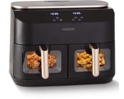 AREBOS Dubbele Heteluchtfriteuse 10L, 2x5L, 2450W, 8 Programma's, Touchscreen