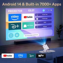 [Ingebouwde Apps & Android 14] Mini Beamer met 5G Wi-Fi 6, Bluetooth 5.4, Ondersteunt 4K/1080P, Auto Keystone, 270° Draaibaar - Compatibel met HDMI/TV Stick/USB/iOS/Android — thumbnail 3