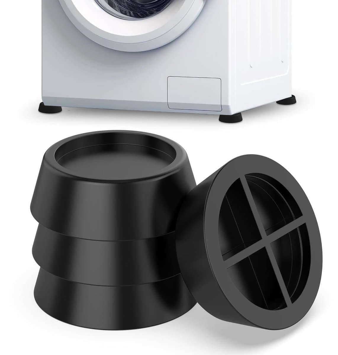Set van 4 rubberen dempers voor wasmachines en drogers - Trillingsreductie en vloerbescherming — afbeelding 1