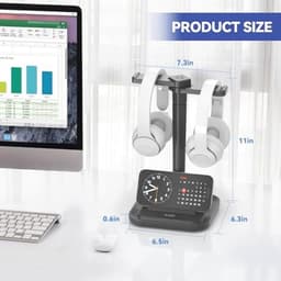 2-in-1 Desk Headphone Stand with Phone Holder - Rotating Non-Slip Organizer for All Headphone Sizes — thumbnail 4