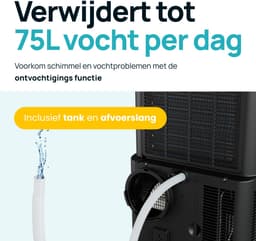 MOA Mobiele Airco - 12.000 BTU - 3-in-1 - Met Afstandbediening - Tot 35m² - Airconditioner met Ontvochtigingsfunctie - Raamafdichtingskit - Zwart — thumbnail 6
