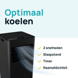 MOA Mobiele Airco - 7.000 BTU - 3-in-1 - Met Afstandbediening - Tot 22m² - Airconditioner met Ontvochtigingsfunctie - Raamafdichtingskit - Zwart — thumbnail 4