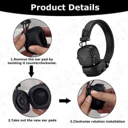 1 Paar Geheugen Schuim Earpads - Earpads voor Marshall Major III - Vervangende Earpads voor Marshall Major 3 Bedrade/Draadloze Bluetooth On-Ear Koptelefoons — thumbnail 2
