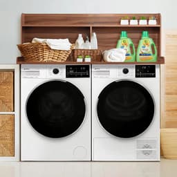 Royxen Wasaanrecht met plank universele pasvorm, wasmachine en droger aanrecht met opslagruimte, plankhoogte 50 cm, walnootkleur — thumbnail 4