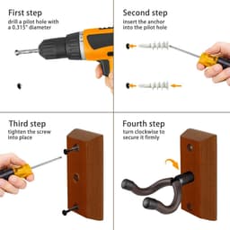 Gitaar Muur Bevestiging - Sapele Houten Gitaarhouder, U-Vormige Muurhanger voor Akoestische en Elektrische Gitaren, Banjo, Bas en Ukelele — thumbnail 4