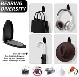 TRANKIELO® - Inklapbare hoofdtelefoonhouder - Universele zelfklevende standaard voor gaming en audio - Duurzaam en ruimtebesparend — thumbnail 5