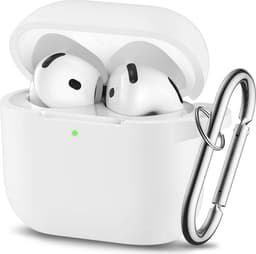 Bescherm je Airpods 4 met een siliconen hoesje / case met handig klik en ophang systeem aan broekriem - Wit — thumbnail 1
