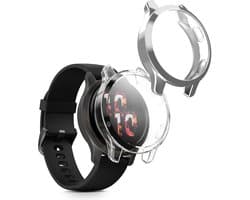 kwmobile 2x smartwatch hoes geschikt voor Garmin Garmin Venu 2S / vivoactive 4S hoesje - Siliconen sporthorloge cover - Activity tracker case in transparant / zilver