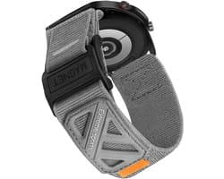 DrPhone HybridStrap 20mm – Nylon Stretch Smartwatch Band met Magneet – Voor Samsung Galaxy Watch 7/6/5/4 (40/44mm) & Huawei (20mm) – Quick-Release – Grijs