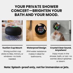 2-pack Bluetooth-doucheluidsprekers met LED - Draagbare draadloze miniluidsprekers met microfoon en zuignap, IPX4 waterdicht, Geschikt voor douche, reizen, zwembad, drijven op rivieren en buitenplezier (zwart) 4-niveau waterdicht — thumbnail 4