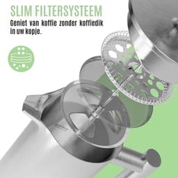 Bjørn Liebdhal Premium Cafetiére, Dubbelwandig, Roestvrij Staal, 1000 ml - French Press Koffiemaker - Geschikt Voor Koffie, Melkopschuimen & Thee — thumbnail 3