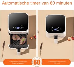 RVV® Mini Airfryer - Airfryer - Heteluchtfriteuse - Compact - 2.5 Liter - Wit ‎26cm x 21cm x 28 cm — thumbnail 6