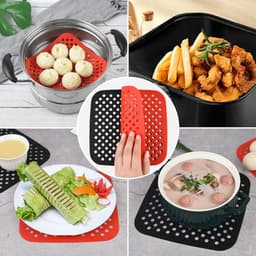 Herbruikbare siliconen matten voor airfryer, set van 4, 7,5 inch (ca. 19 cm), rond/vierkant, antiaanbak, BPA-vrij, herbruikbaar, accessoires voor airfryer — thumbnail 4