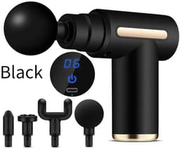 Dit 4-in-1 massagepistool is een compacte, draagbare en oplaadbare elektrische massager met een lcd-scherm, 5 snelheidsstanden en een 1000mAh-batterij voor spierontspanning. — thumbnail 1