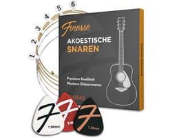 Finesse Gitaarsnaren Akoestische Gitaar - Western - met Plectrums - .010 tot 0.46 - Gitaar Snaren