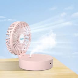 Draagbare Mini Ventilator met Koele Mist en Nachtlicht - USB Oplaadbare Ventilator met 3 Snelheden voor Vrouwen en Kinderen — thumbnail 2