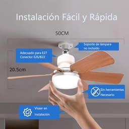 Dimbare Plafondventilator 30W met E27-fitting en 3 Snelheden — thumbnail 3