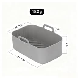 Airfryer Accessoires – Silicone Mandjes Set – Voedselveilig – Hittebestendig – Siliconen ovenschaal BPA Vrij Accessoires Heteluchtfriteuse Bakvormen – 19,5x12,7x7cm – 2-delig – Grijs — thumbnail 2