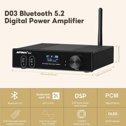 Bluetooth 5.0 150W HiFi 2.1 Digitale Geluidsversterker met USB DAC en OLED Display — thumbnail 5