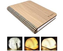 Houten opvouwbare boekenlamp met LED verlichting, sfeervolle bedlamp en decoratieve lichtbron, handig en oplaadbaar, perfect als cadeau