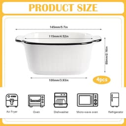 Set van 4 Kleine Keramische Ovenschalen voor Airfryer en Oven - 400 ml, Vierkante Bakvormen — thumbnail 3