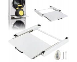 Wasmachine Standaard - Wasmachine verhogers - 150kg Draagkracht & Opbergplank - Wit Universeel Model - Voor Wasmachine en Droger - Ruimtebesparend Ontwerp