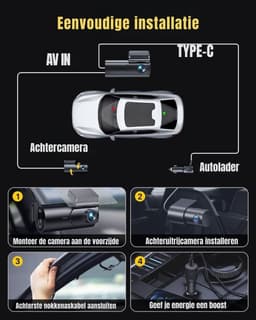 Quvo® Dashcam Voor en Achter - Dashcam - Parkeermonitor - Nachtzicht - Zwart- 5cm x 10cm x 4cm — thumbnail 2