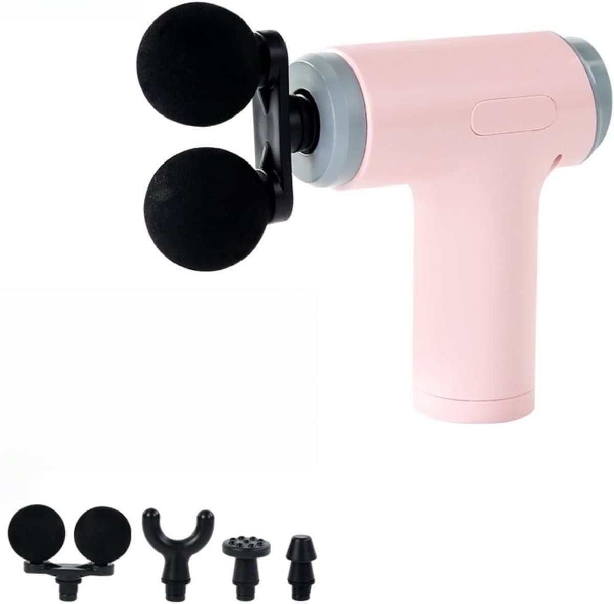 Massage gun - massagepistool - spiermassage apparaat - fascia massage - mini massage gun - Type-C oplaadbaar - 6 standen - 4 massagekoppen - 25W - 2200-4000 rpm - roze — afbeelding 1