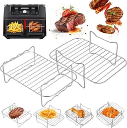 2 stuks grillrooster voor heteluchtfriteuse accessoires Stapelbaar, #304 roestvrij staal Airfryer grillrooster heteluchtfriteuse rooster, Airfryer accessoires voor Dual Zone 7,6L–10,4L, voor Ninja — thumbnail 1