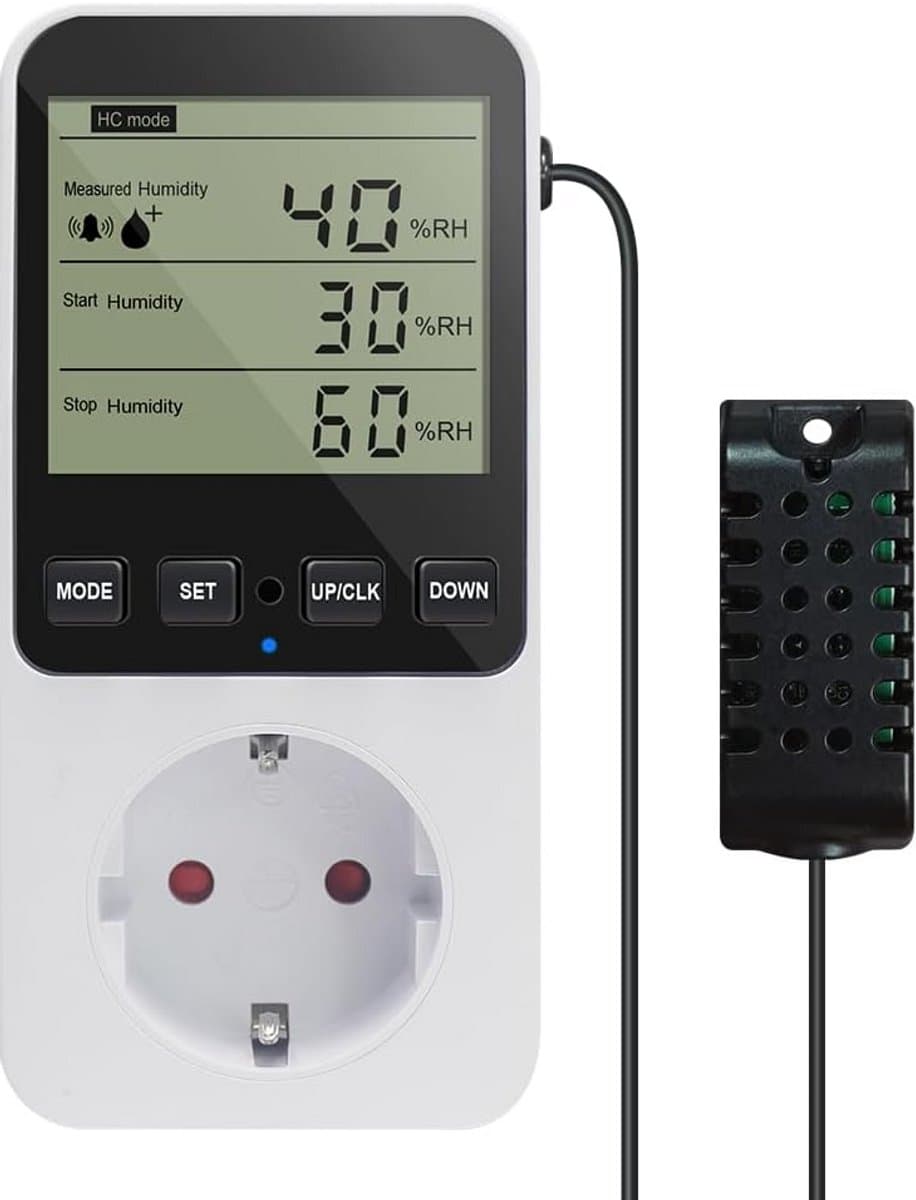 Digitale Vocht- en Temperatuurregelaar met Socket en Sensor voor Terrarium en Kweken — afbeelding 1