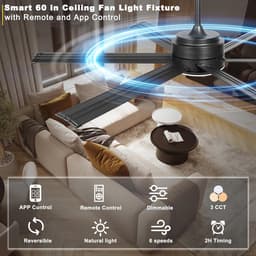 Grote Industriële Plafondventilator met Licht en Afstandsbediening — thumbnail 2