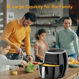 Airfryer oven - Hetelucht friteuse - 8 liter - 8 programma's - 1500 watt - zichtvenster - LED touch screen - RVS, zonder BPA + receptenboek — thumbnail 5