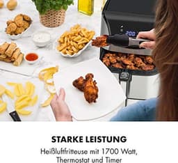 Zilverkleurige 5.4L heteluchtfriteuse met LCD-touchscreen en 8 programma's — thumbnail 5